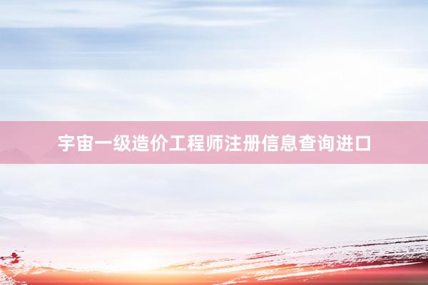 宇宙一级造价工程师注册信息查询进口